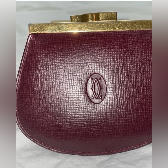 CARTIER BURGUNDY MUST LEATHER COIN POUCH